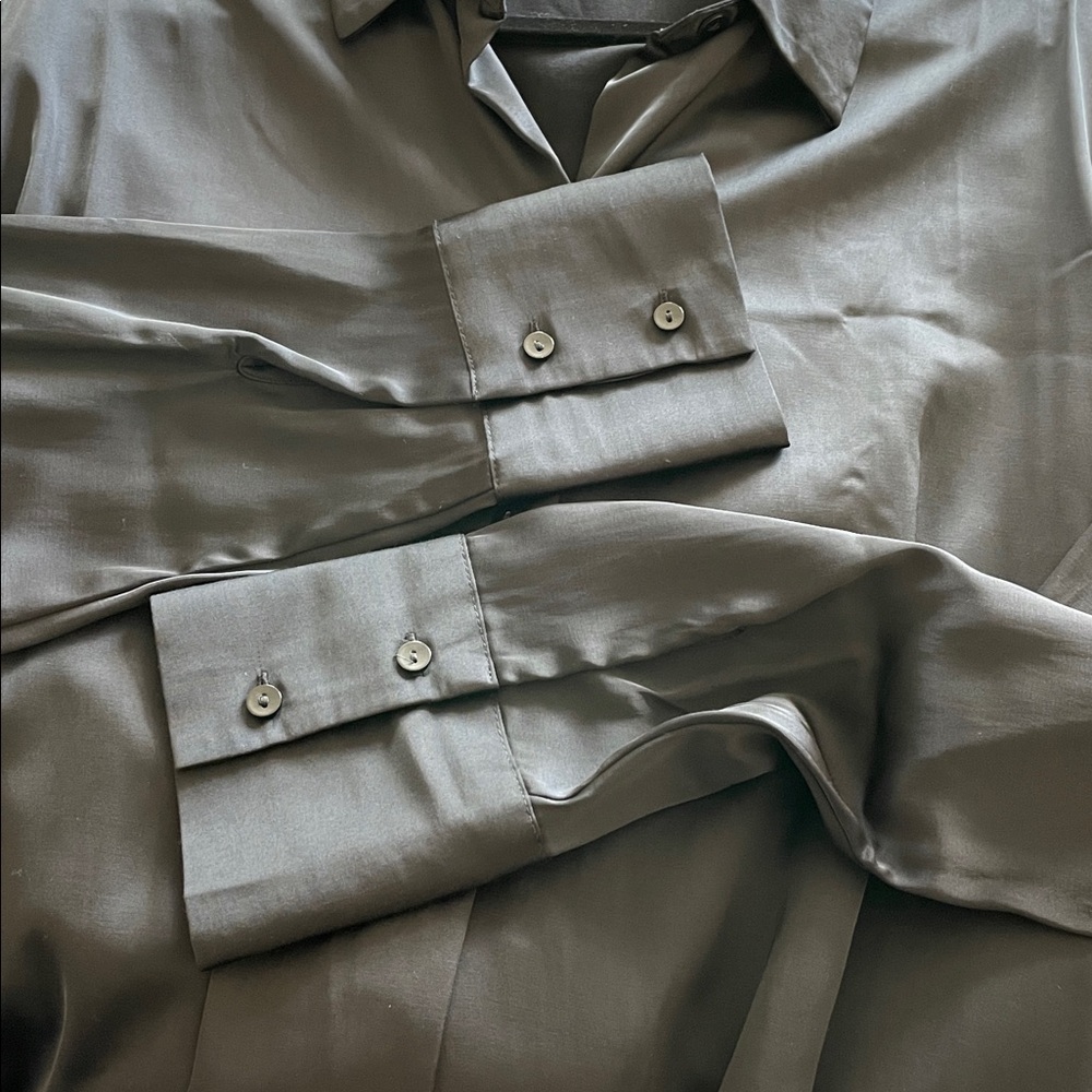 A&F Black Satin Button Down Blouse - Picture 11 of 11